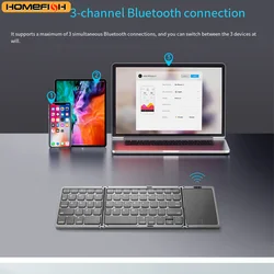 New portable ultra-thin wireless mini three-fold Bluetooth keyboard for mobile phone, tablet, office use with touchpad