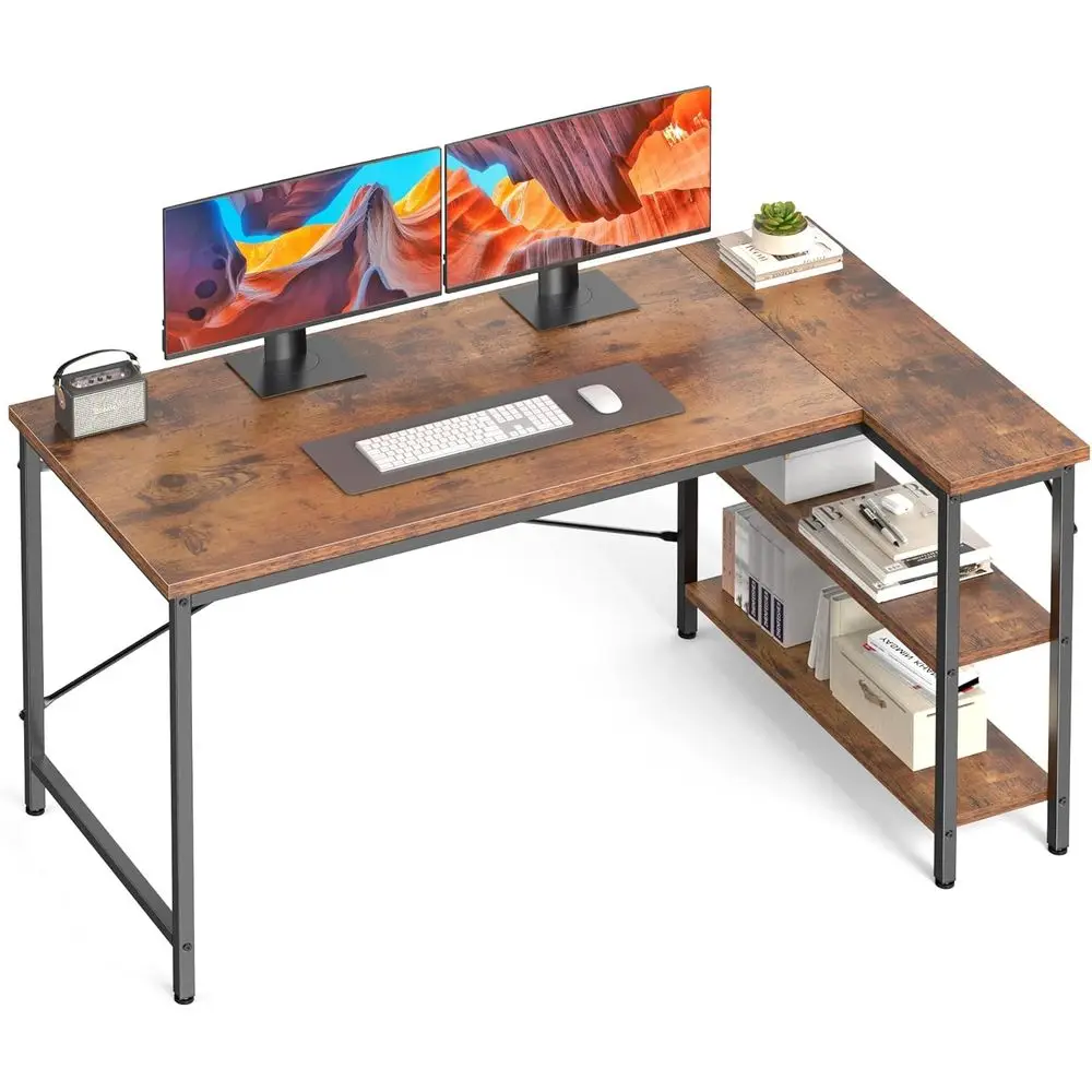 

L Shaped Desk 47 Inch Computer Desk Gaming urniture Desks Home Oice PC Table with Reversible Storage Shelves or Writing Working
