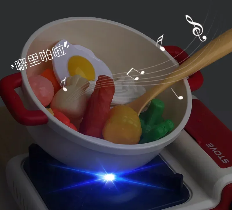 32 pz/set Simulare stufa a gas pentola di verdure Musica di Carne Luci A LED set di giocattoli da cucina per bambini Casa da gioco Giocattolo interattivo per bambini miglior regalo