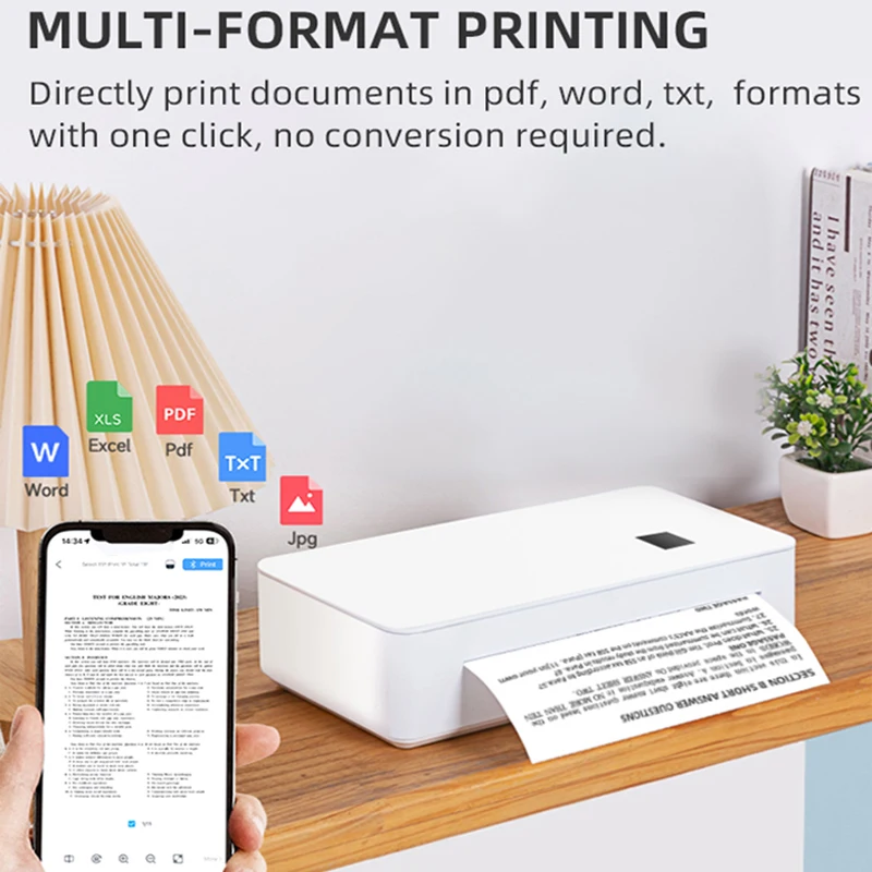 A4 Portable Thermal Bluetooth Printer Supports 210mm Thermal Paper WIFI Wireless Mobile Travel Printers for Car & Office