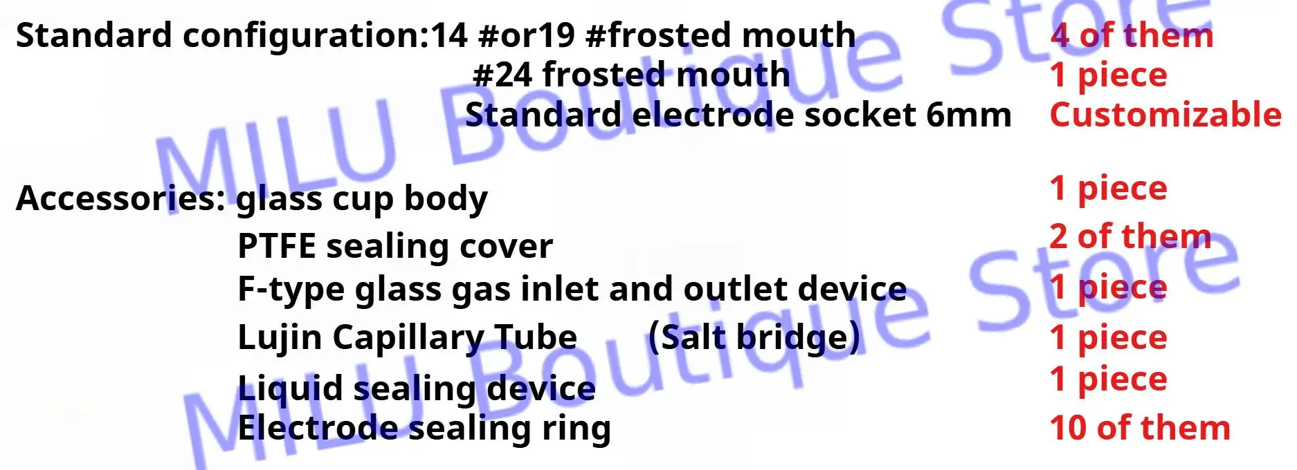 50/100ml single-layer and double-layer water bath sealed five mouth electrolytic cell for redox experiment electrolytic cell