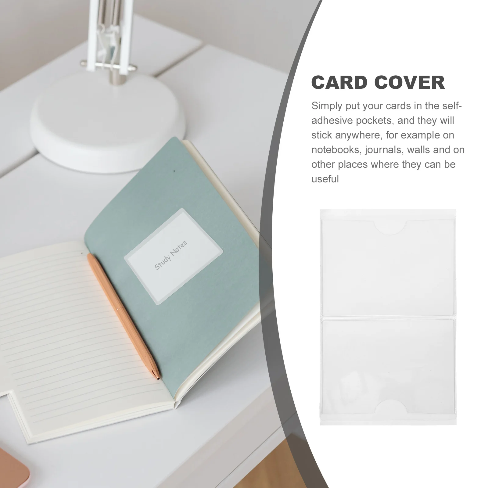 

12pcs Self Adhesive Label Card Clip Transparent PVC Holders 9x7 5cm Sticky Index Pocket Office Organization