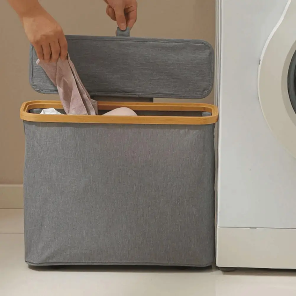 Bamboo Toilet Paper Storage Basket Capacity Foldable Toilet Paper Storage Basket with Lid for Bathroom Paper Organizer