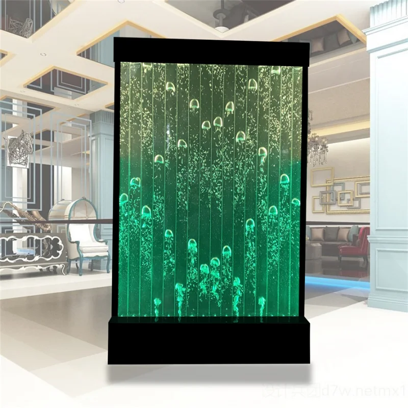 カスタムインテリア装飾機能付き、床置き型アクリルバブルウォール、RGB LEDライト搭載、デジタル制御可動式パン