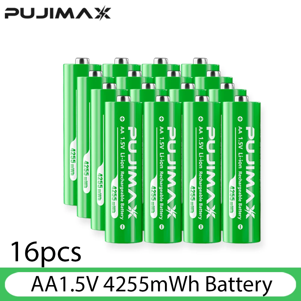 PUJIMAX 4/8/12 Slot AA 4255mWh Smart Oplaadcompartiment 1,5V Lithiumbatterij Oplaadbare Oplader Set Grote Capaciteit - afbeelding 1