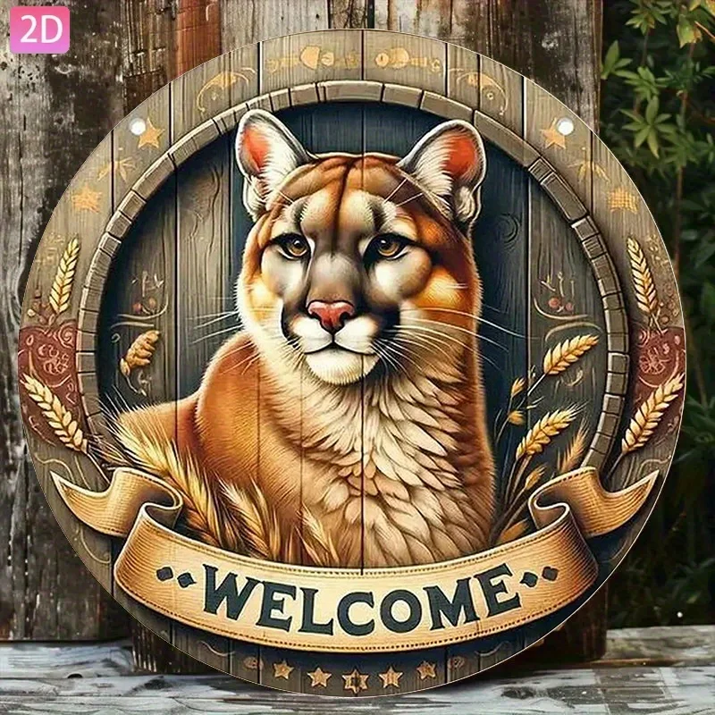 2D flaches Tigerzeichen, Vintage-Wandkunst aus Aluminium, Dekoration für Garten, Küche, Café, Bar, 20 x 20 cm