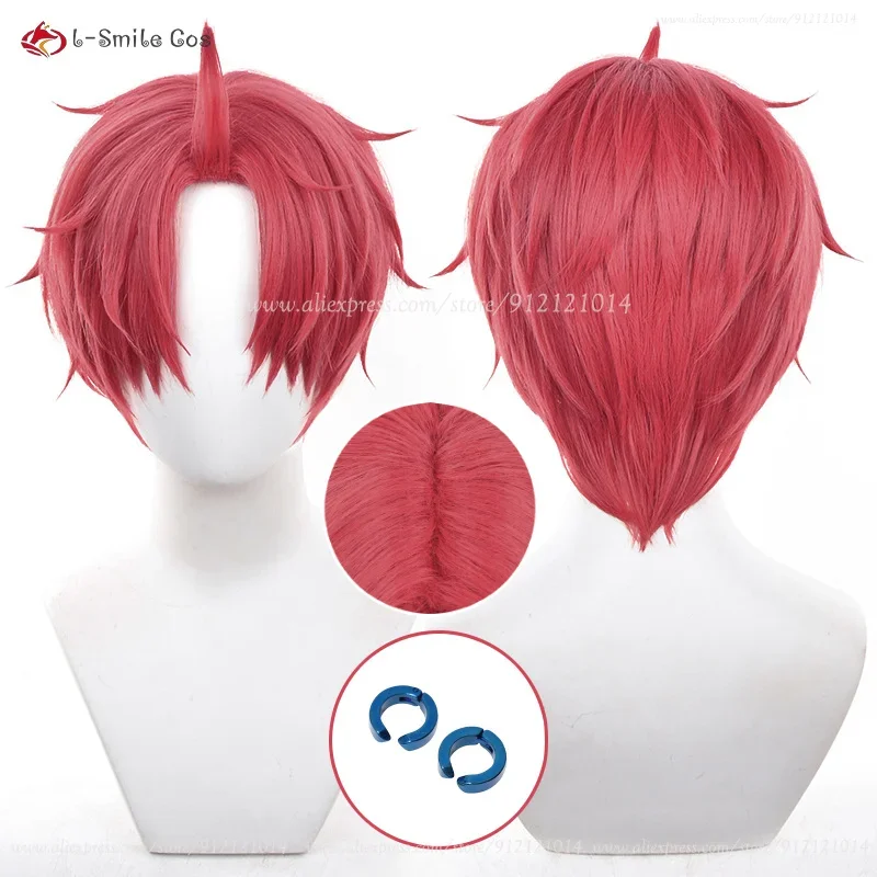 Anime Jin Enjoji Cosplay Wig Jiji Cosplay 30cm Short Red Wigs Heat Resistant Synthetic Hair Halloween Role Play Wigs + Wig Cap