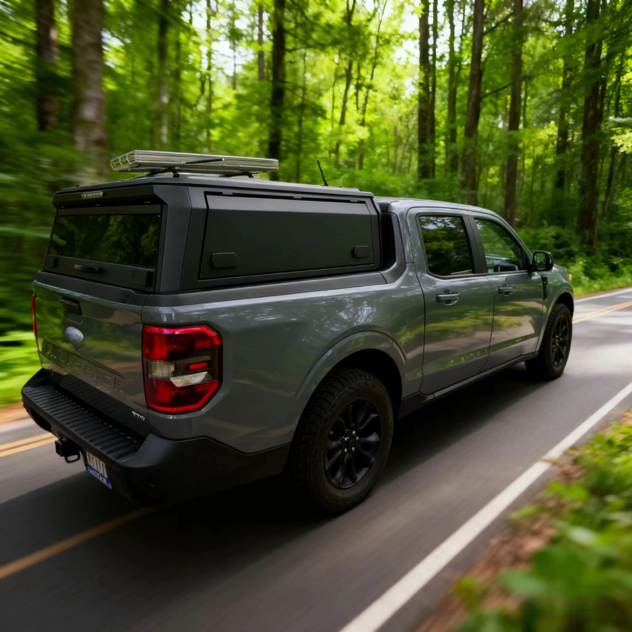 

No Drill Installation 4x4 Canopy Bed Cover - Custom Fit for Maverick Pickup Truck, Secure Storage for Camping