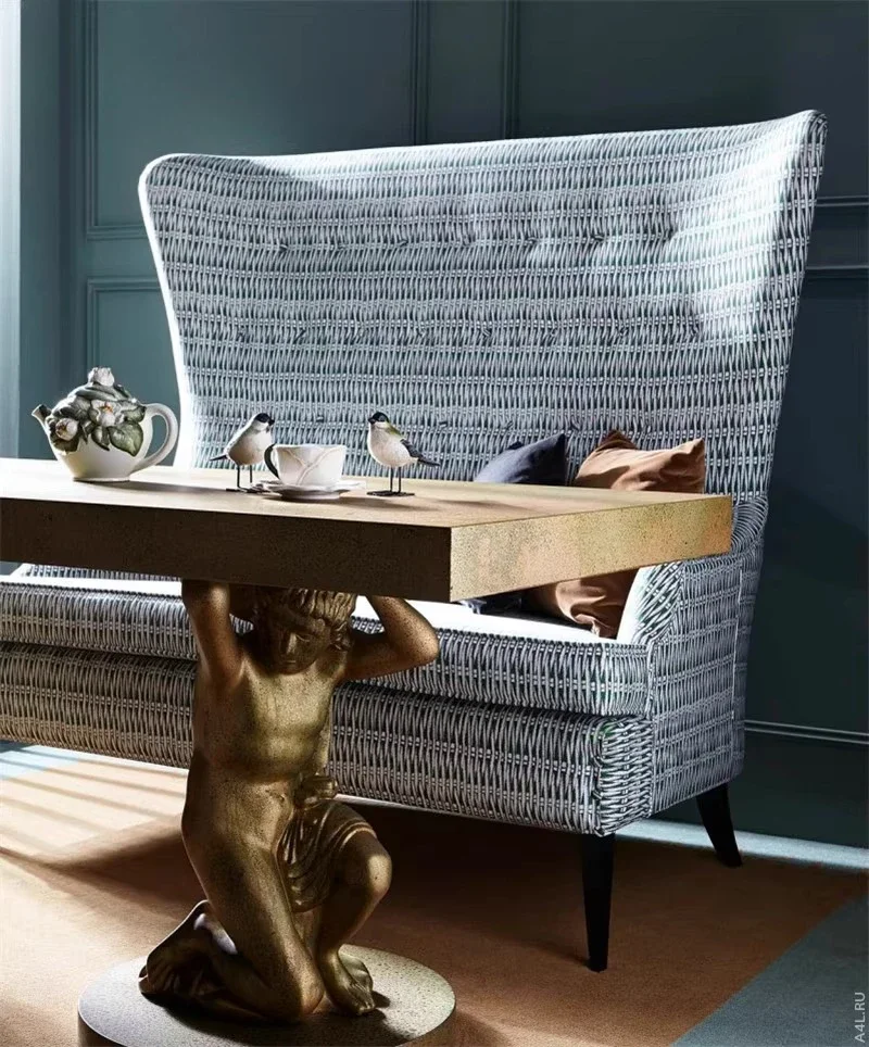 High back sofa pull buckle ultra-high simple solid wood fabric high back sofa chair