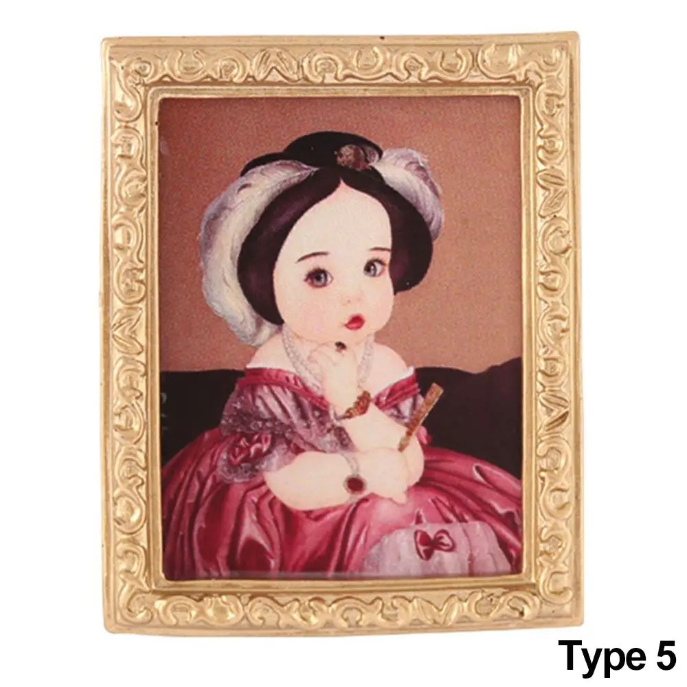 1:12 Scale Retro Frame Mini Furniture Miniature Pictures Wall Mural Dollhouse Oil Painting Dolls Accessories
