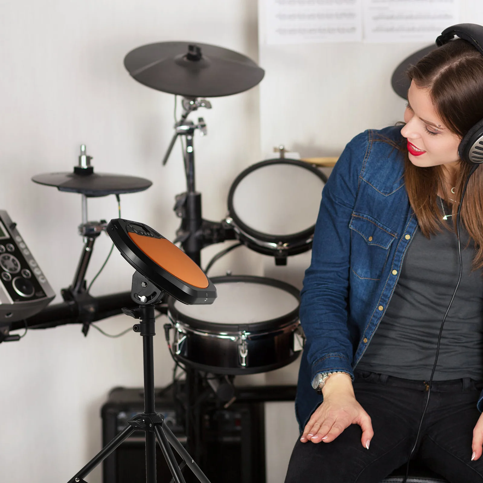 

1Set Adjustable Metal Dumb Snare Drum Bracket Fine Craftsmanship for Beginners Black Drum Practice Storage Rack