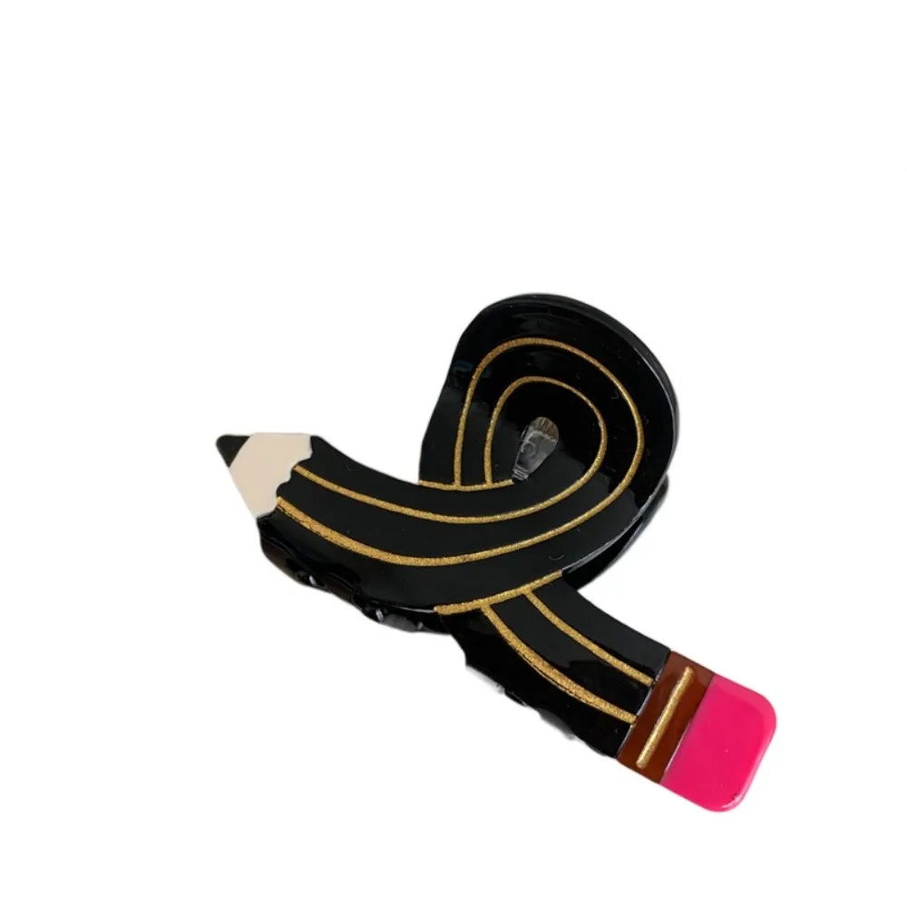 Cute Y2k Pencil Shape Hair Claw Korean Style Middle Acetate Claw Clip Hair Accessories Cross Pen Shark Clip Girls