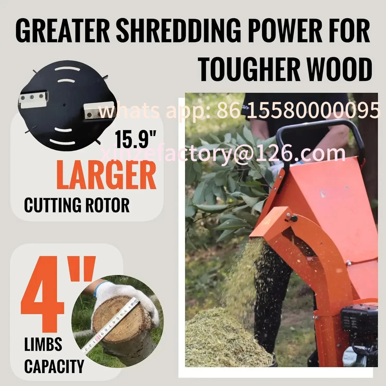 Anpassbarer Holzhacker, robuster Zerkleinerer, Mulcher