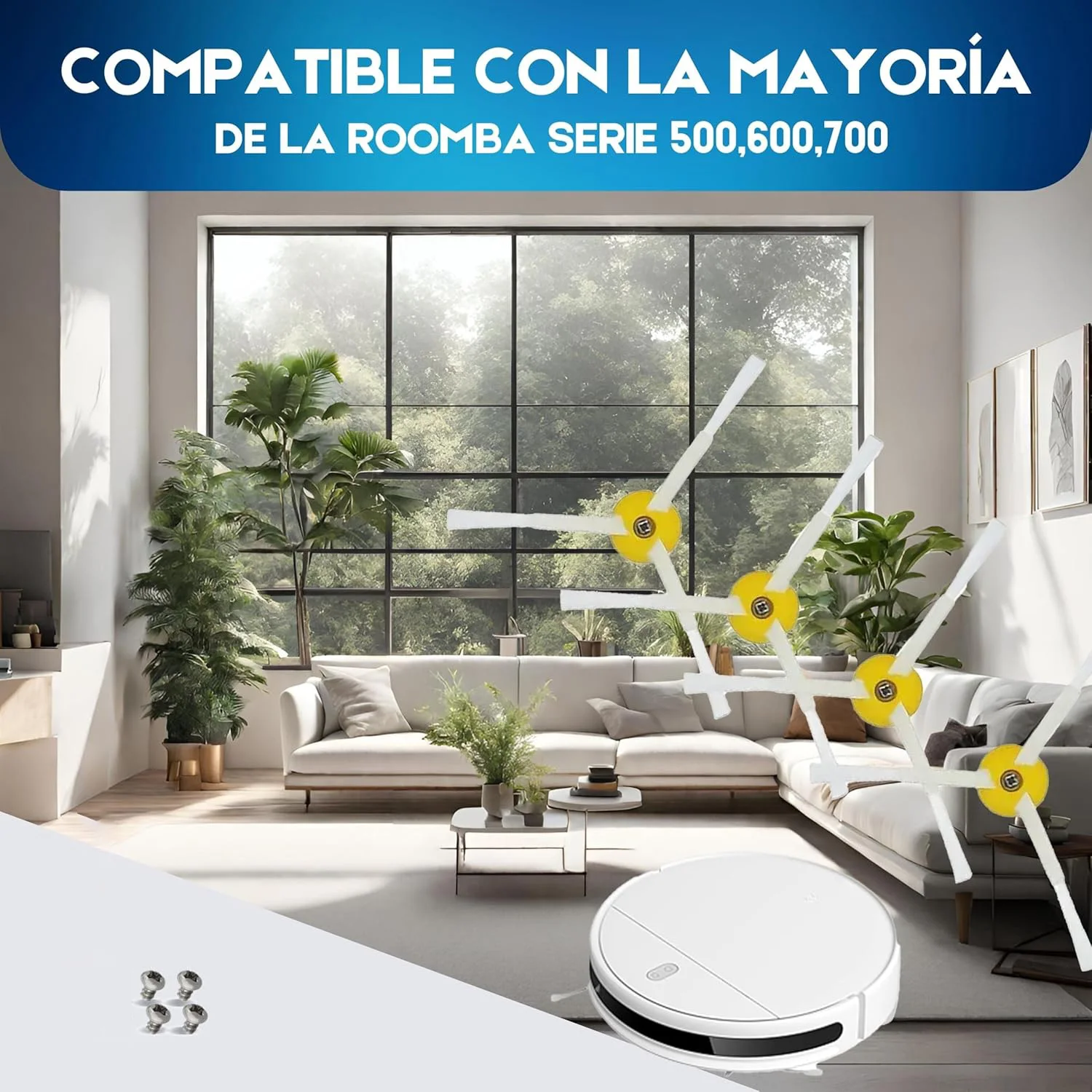 4 قطعة فرشاة جانبية مناسبة لآي روبوت رومبا 500 600 سلسلة 510 530 532 540 545 550 560 562 564 570 580 600 620 630 614 650 692 694