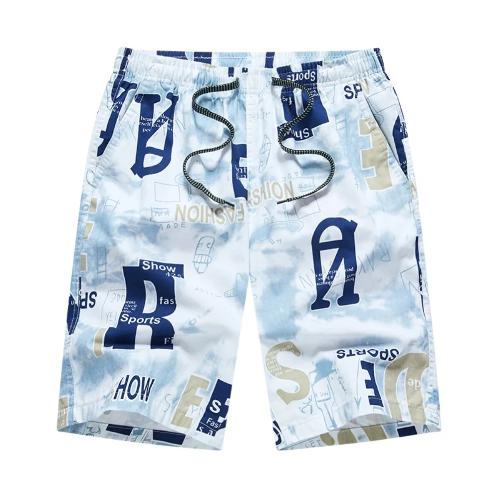 

Summer New Pure Cotton Letter Pattern Men's Beach Shorts Breathable Swimming Trunks Casual Fashion Cool Short Pants Streetwear