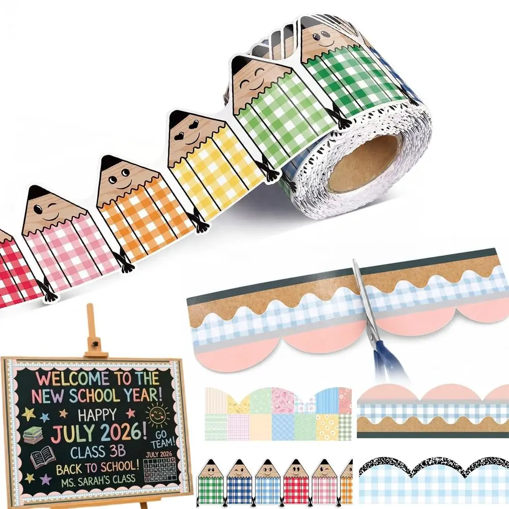 10m/Roll Bulletin Board Border Cuttable Self Adhesive Wall Decor Sticker Scalloped Edge Decorative Trim Roll Kindergarten Decor