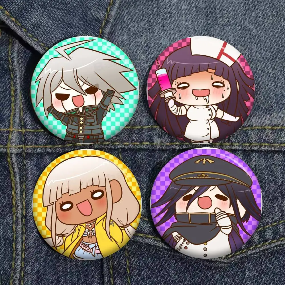 Kawaii Danganronpa Chibi Round Button Pins Slogan Creative Brooches Backpack Clothes Decoration Fashion Cartoon Jewelry Gifts