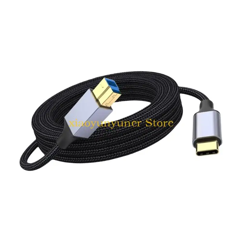 Nylon Braided USB B To Type C Cable Office Use For Printers Docking Stations P9JB