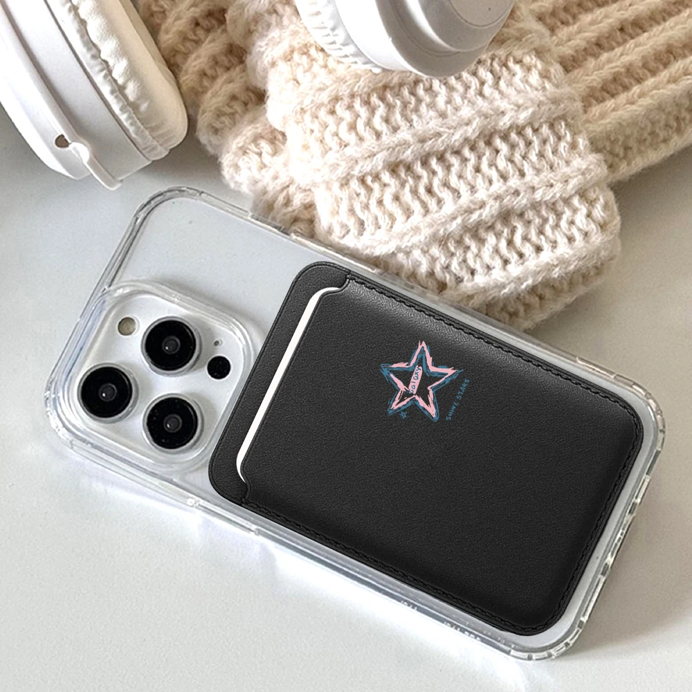 Minimalistisches Kunst-Stern-Leder-Kartenetui, Telefonkartenhalter für Magnetische Hüllen, Geeignet für alle iPhone Magsafe Karten-Handyrückseiten-Taschen – Detail 4