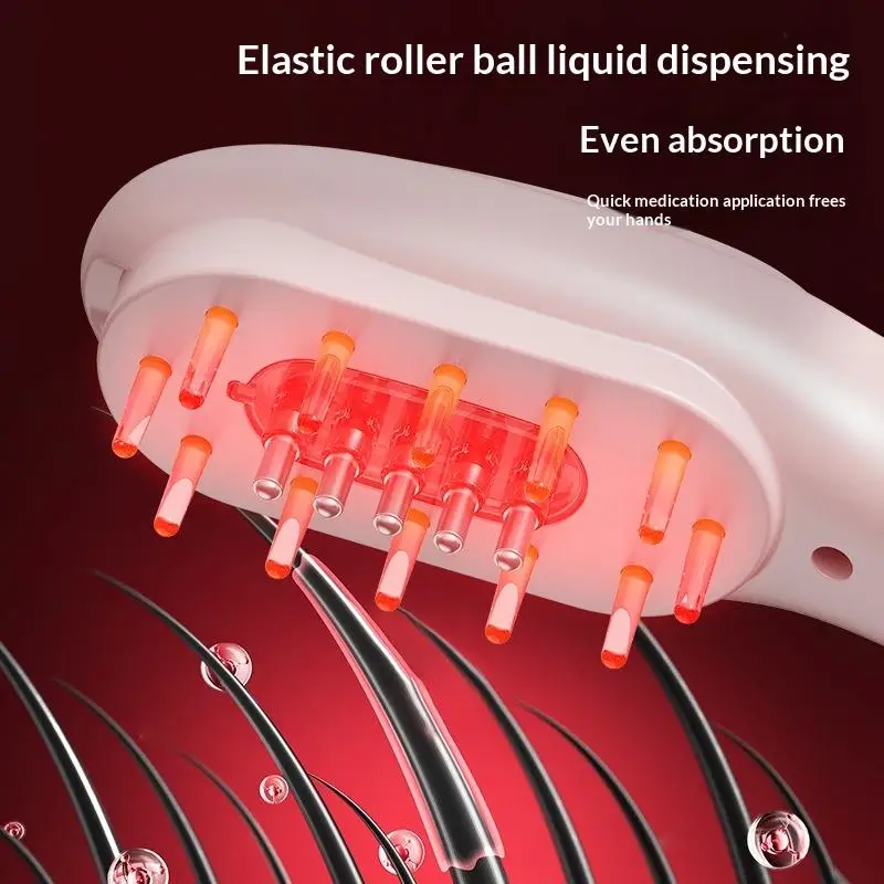 Electric Hair Growth Massage Comb With Hair Oil Dispenser Red Blue Light Therapy High Frequency Vibration Scalp Massager view 4