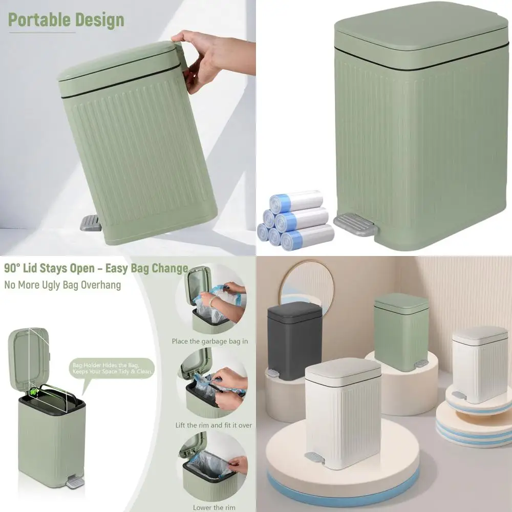 

Компактный мусорный бак на 1,9 галлона с мягкой крышкой для небольших помещений в доме, офисе и многого другого - Sage Green