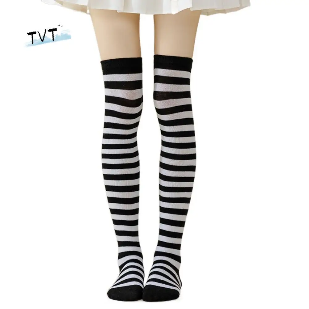 

Keep Warm Colorful Striped Stockings Absorb Sweat Japanese Style Over Knee Socks Overknee Sweet Knee Thigh High Socks