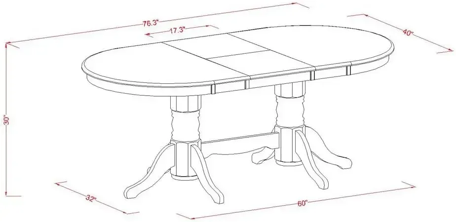 Tavolo da pranzo Vancouver: un piano ovale da cucina con foglia di farfalla e base a piedistallo doppio