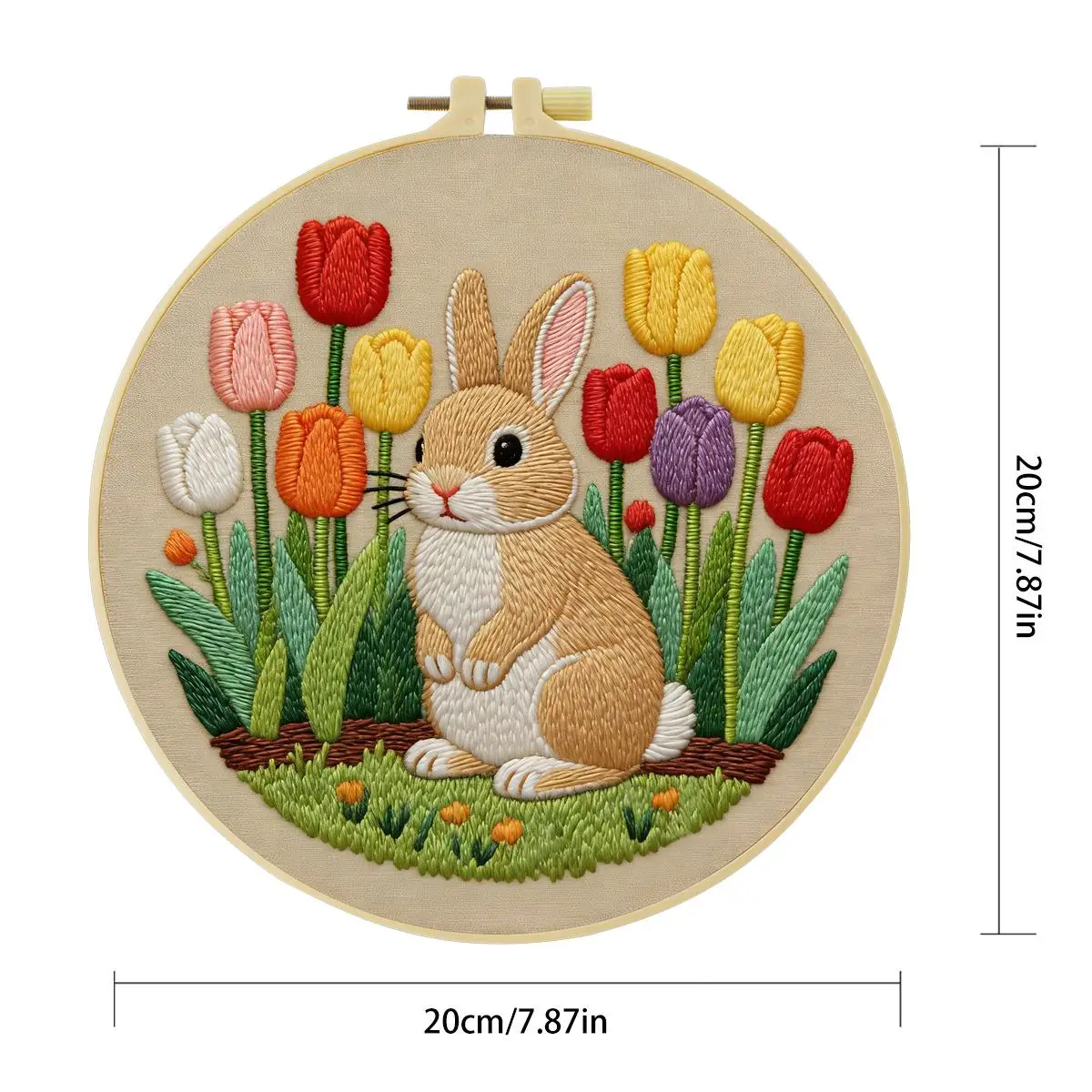 1 Stück 20X20CM/15X15CM 7,87/6,3 Zoll Kaninchen-Stickerei-Starter-Kit DIY-Kit DIY-Stickerei-Set Handarbeiten Malerei Nähen Kunst – Detail 4