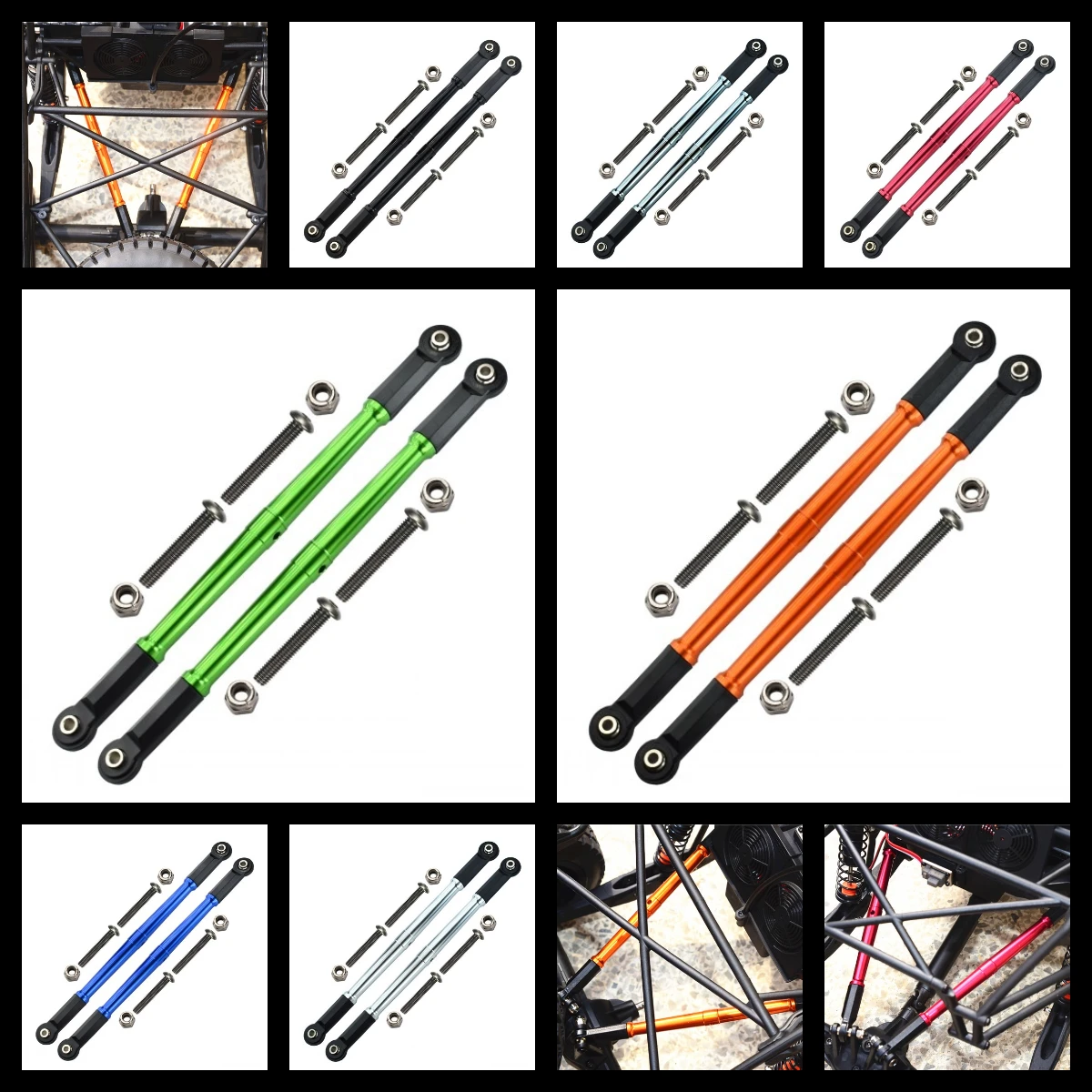 

GPM Alloy Adjustable Rear Upper Chassis Link Tie Rods For LOSI 1/10 Baja Rey 1.0