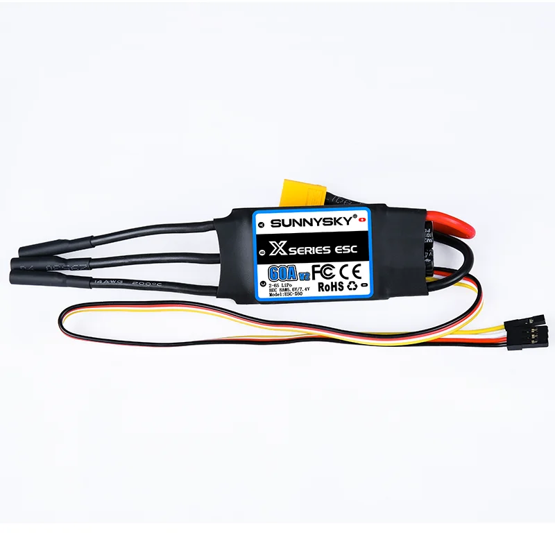 SUNNYSKY X Series ESC 60A 2-6S Brushless Speed controler With Ubec For RC Airplane 3D KT Aircraft Fixed Wing Culvert thumbnail 4