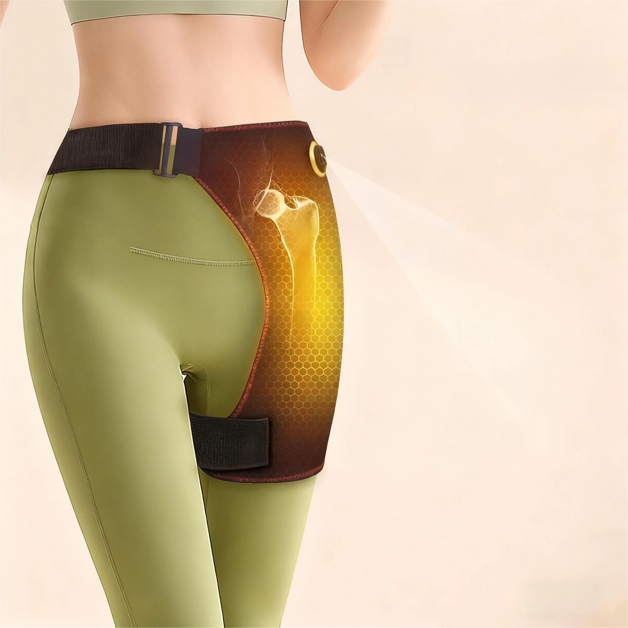 

Unisex Carbon Fiber Heated Hip Brace - Vibrating Massage Device for Sports Muscle Strain Recovery | Winter Warmth Gear