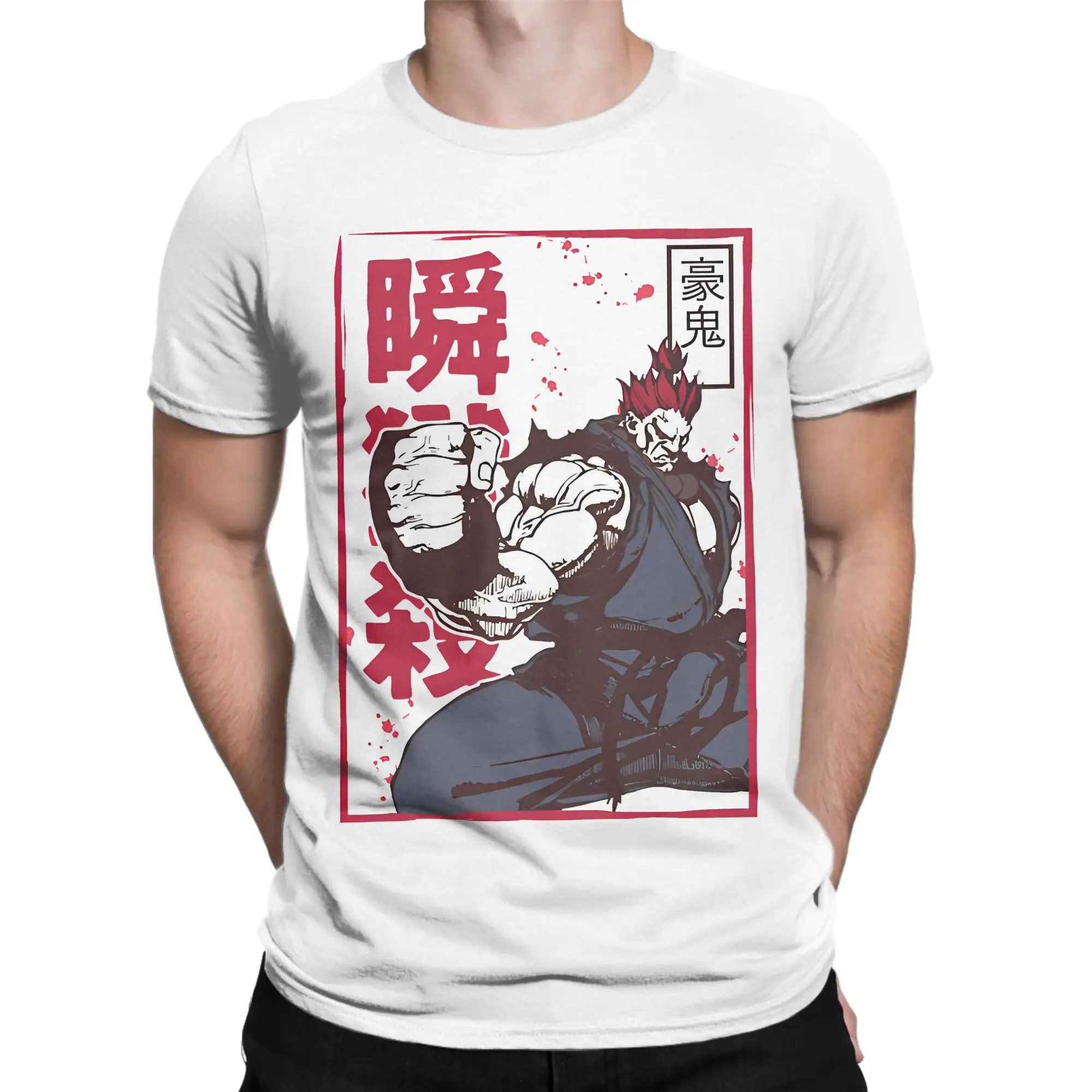 Akuma Gouki T-Shirts for Men Women Streets Fighters Casual Cotton Tee Shirt Crew Neck Short Sleeve T Shirts Big Size Clothes
