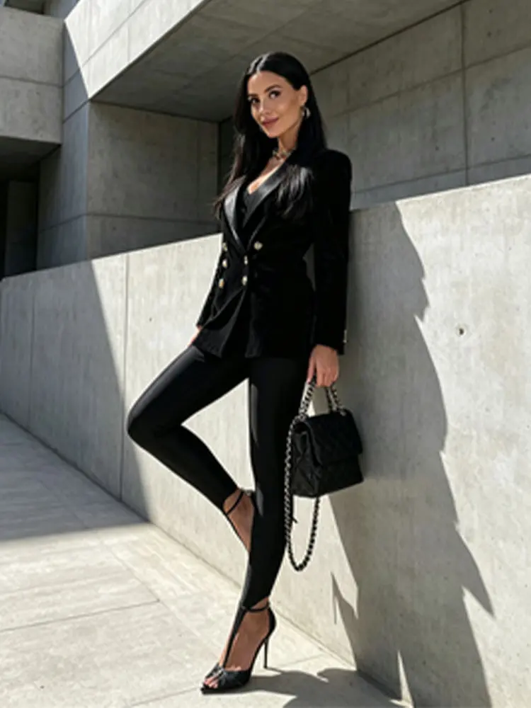 Korean Fashion Winter Black High Waisted Skinny Y2K Women Pants Sexy Glitter Casual Club 2026 Leggings Pants Long
