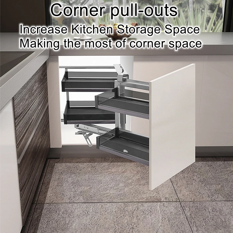 

Corner half-open small monster pull-out storage cupboard kitchen drawer corner pull-out double kitchen cabinet shelves