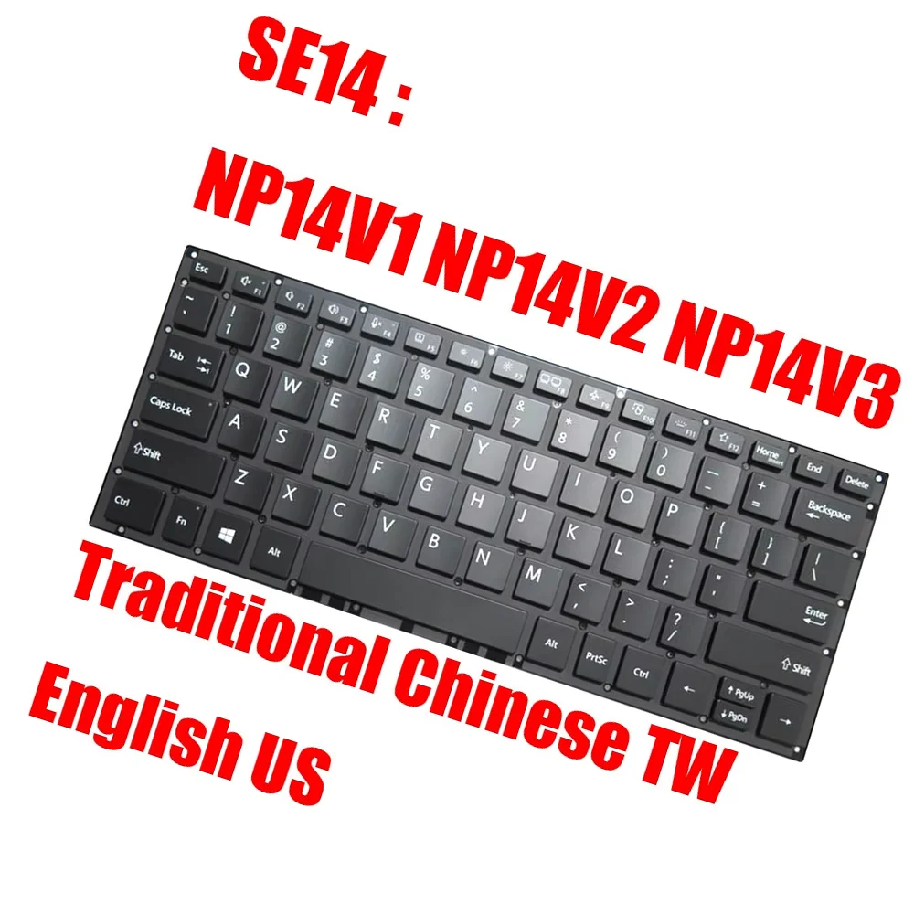 

US TW Laptop Keyboard For VAIO SE14 NP14V1 NP14V2 NP14V3 Traditional Chinese English Black New