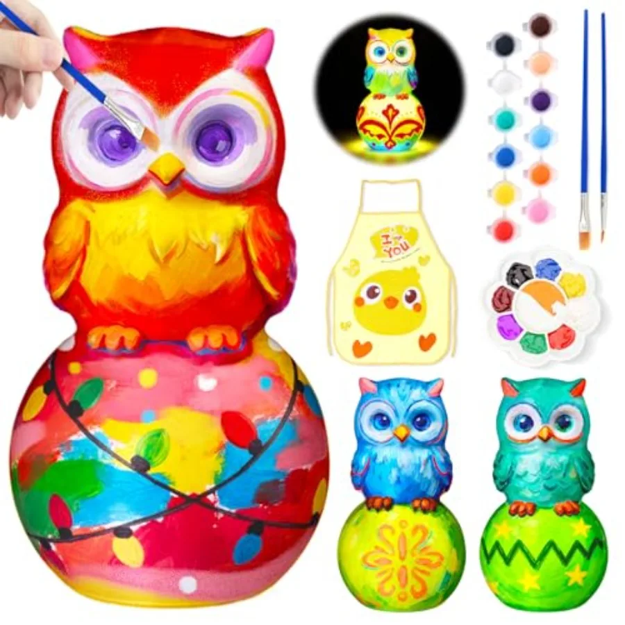 

Paint Your Own Lamp Kit, Arts and Crafts for Ages 8-12, DIY Toys Tap Night Light, Arts and Crafts for 4-6, Painting Kit Birthda