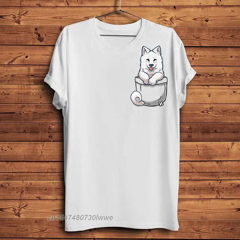 Cute Samoyed Dog Puppy In Pocket Funny 3d Tshirt Men Holiday Casual Unisex Cool Streetwear T Shirt