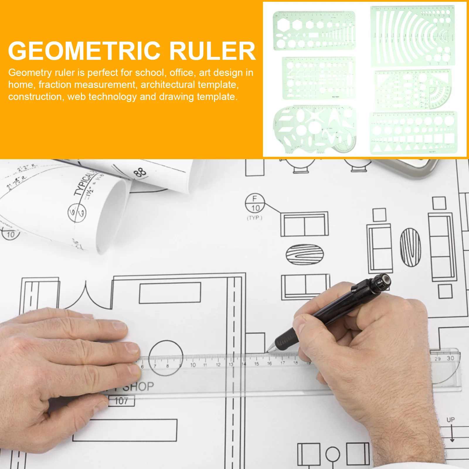 

Drawing Template Set Geometric Stencil Mechanical Stencils for Architecture Plastic Architectural