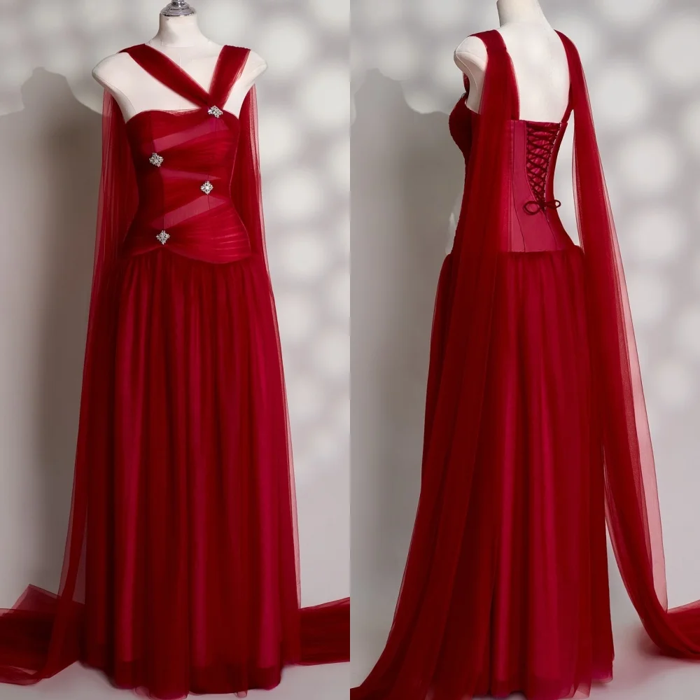 

Высококачественные классические тюлевые плиссированные прямые длинные платья без бретелек по индивидуальному заказу, платья для особых случаев, robes de soirée