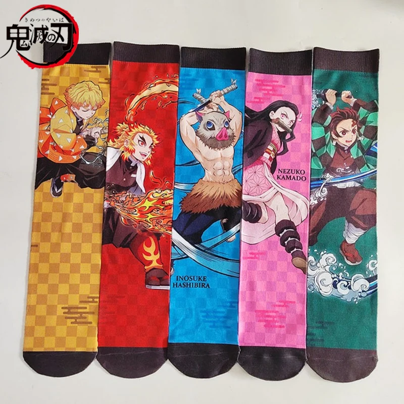 

5 шт./компл. аниме Demon Slayer Nezuko носки Танджиро косплей хлопковые длинные чулки дышащие модные носки для скейтборда в стиле хип-хоп подарки