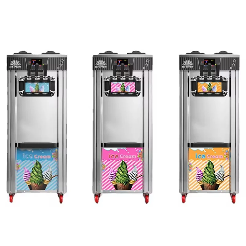 Commercial Triple Color Soft Ice Cream Maker Vending Machine Multifunctional With CE Certification