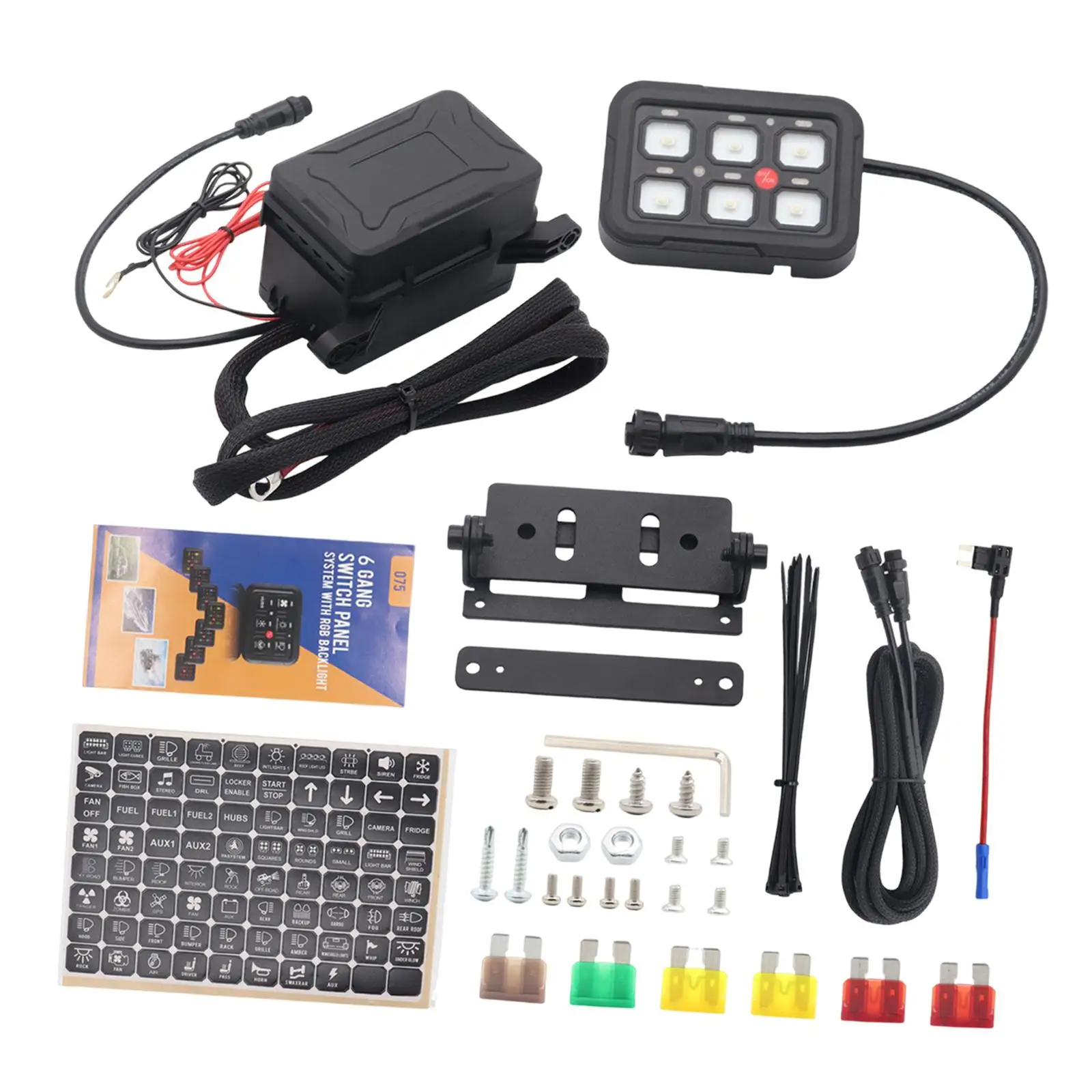 6 Gang Switch Panel Car Switch Panel Button ,Dustproof ,Automatic Dimmable LED Switch Pod Touch Switch Box for UTV