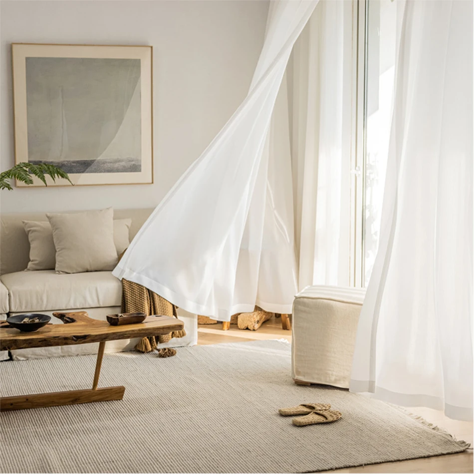 White Tulle High Quality Thick Luxury Chiffon Window Curtains For Bedroom Villa Opaque Drapes Living Room Decoration