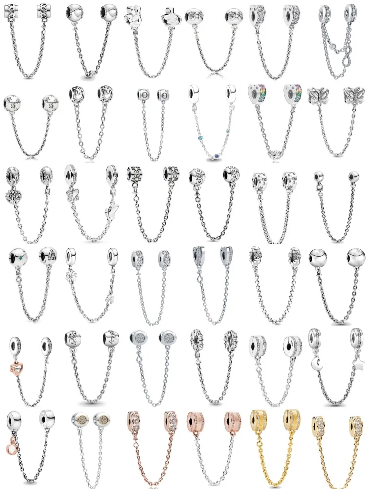 Hot selling 925 Silver Butterfly, Moon Star, Daisy Safety Chain Suitable for European Original Bracelet DIY Exquisite Jewelry