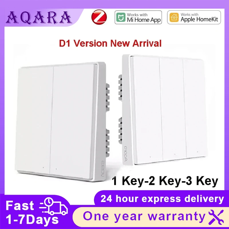 

Aqara Smart Switch D1 Zigbee Wireless Light Switch 3 Button Key with Neutral Voice Control for Xiaomi Mijia Mi Home HomeKit APP