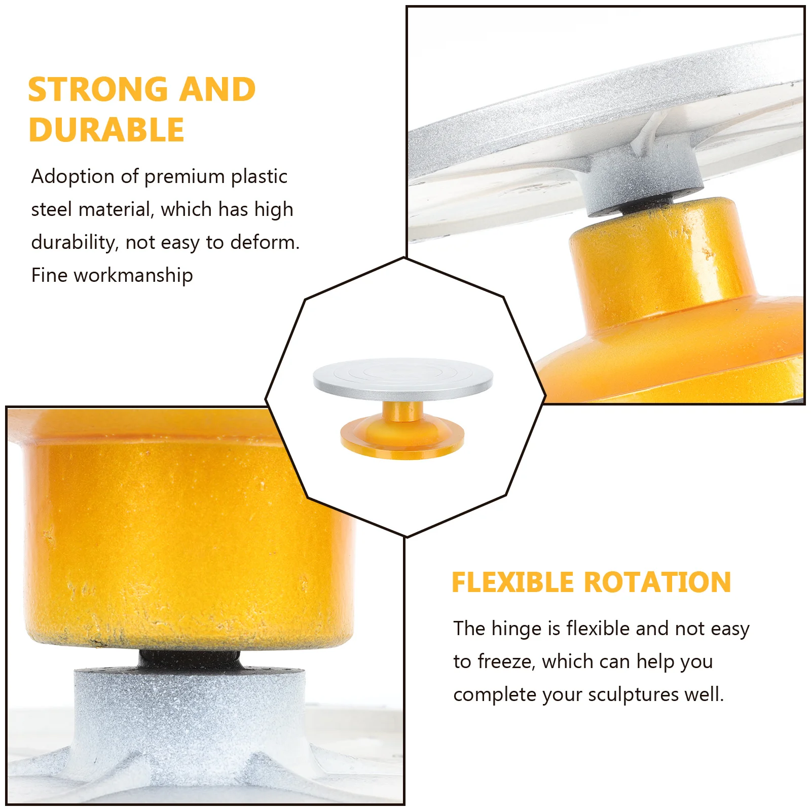 

Pottery Wheel Turntable Clay Sculpture Tool Double Sided Rotating Durable Bearing Easy Carry for Ceramic Art Manual Clay