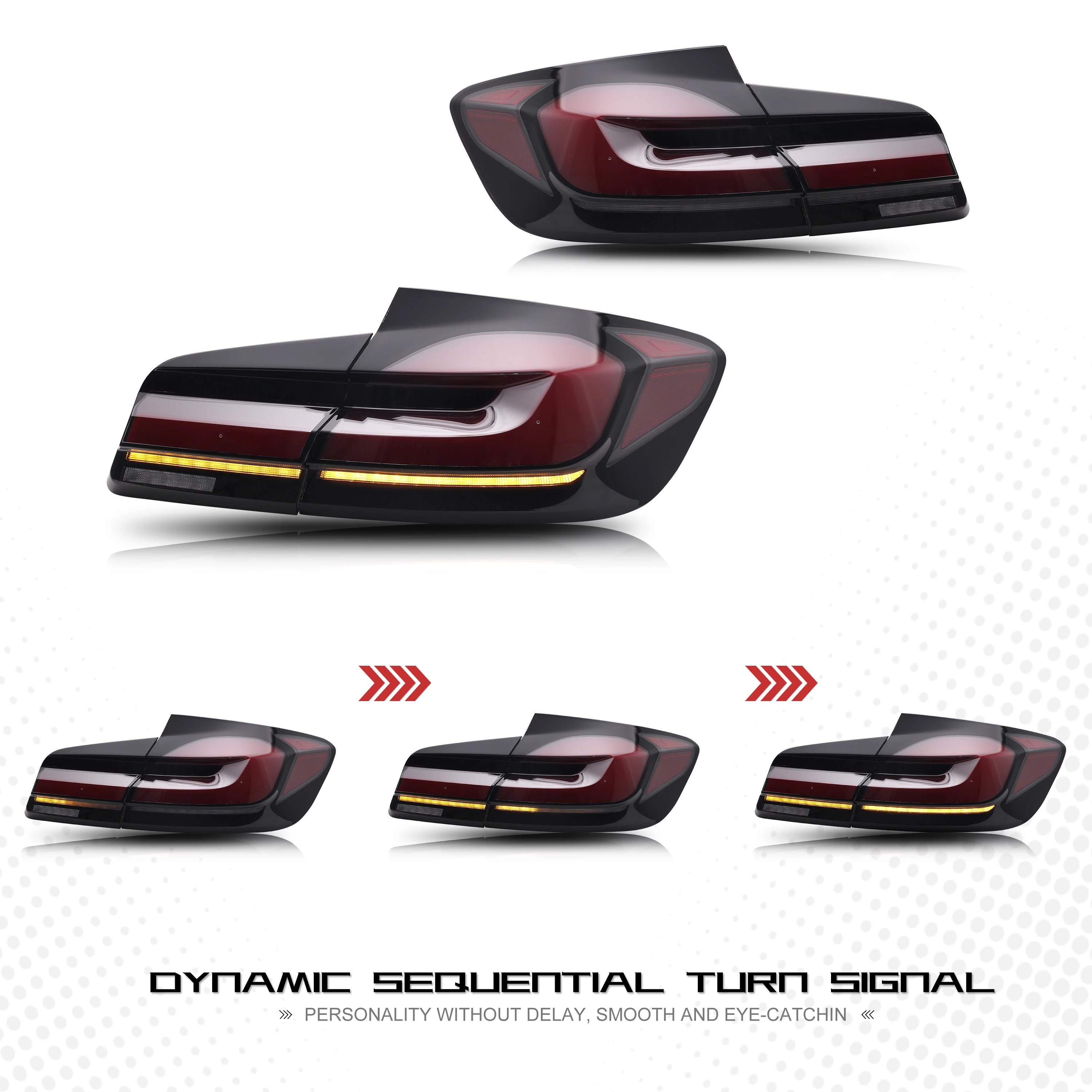 أضواء خلفية LED لسيارات BMW 5-Series 2011-2016 F10 M5 525 528 530 الرسوم المتحركة الديناميكية متتابعة بدوره إشارة مجموعة المصابيح الخلفية #3