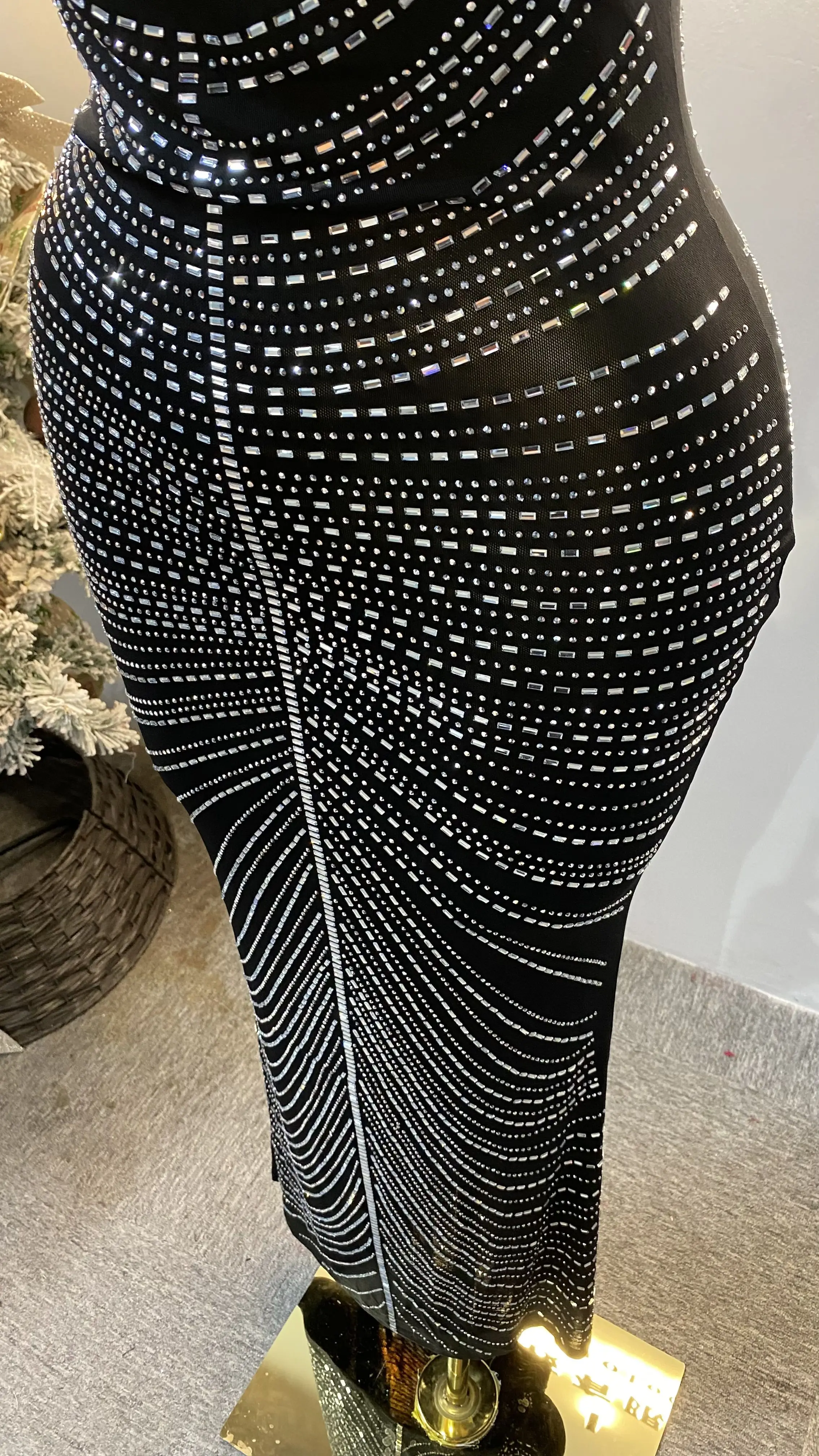 ثوب مسائي راقي من حجر الراين، فستان نسائي مطاطي مزين باللؤلؤ، درز خلفي، ثوب كرة عشاء فاخر-GZXX127