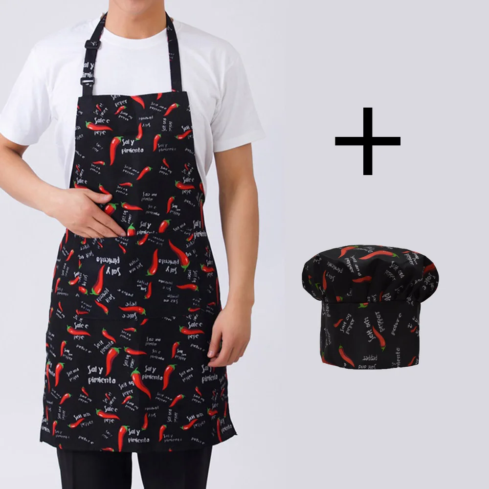 Arbeits kochs chürzen Set Küchen schürzen mit 2 Taschen verstellbare Größe für Frauen und Männer Koch mütze Set