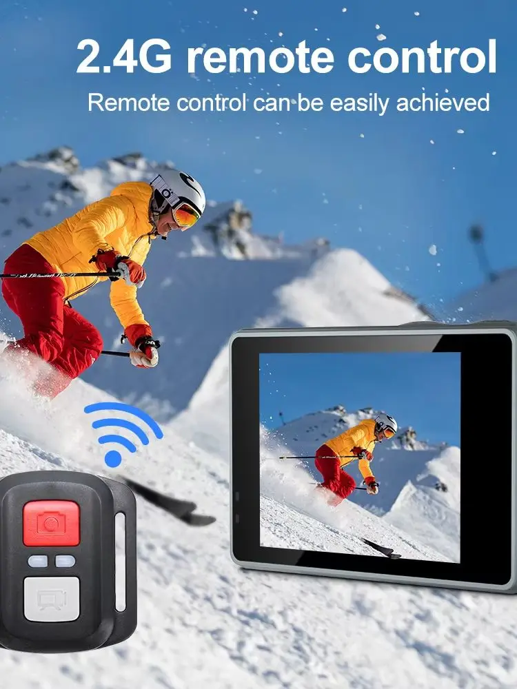 Kamera sportowa 5K 4K60FPS z 2.0-calowym dotykowym ekranem, WiFi, kątem widzenia 170 stopni ° Szerokokątna, wodoodporna kamera sportowa 30M do rowerów, motocykli i innych pojazdów. — 2